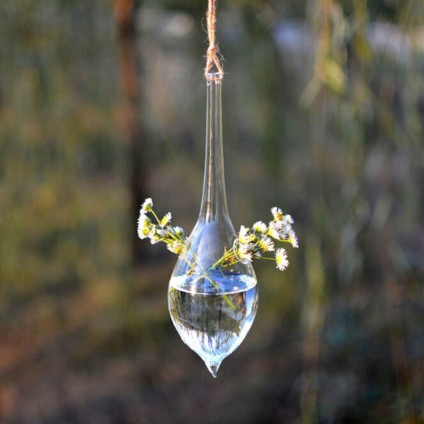 

Water Drop Shape Hanging Glass Vase Hydroponic Plants Garden Flower Pot