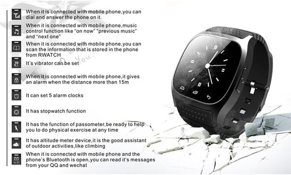 Bakeey M26 bluetooth R-Watch SMS Anti Lost Smart Watch For Android 11