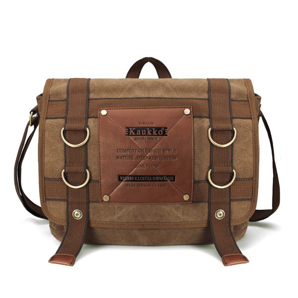 KAUKKO Mens Retro Canvas Travel Shoulder Bag School Messenger Bags—2