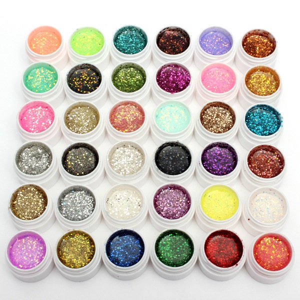 1 Pot 36 Color Glitter UV Gel Builder Nail Art Polish 