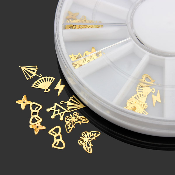 3D Gold Metal DIY Nail Art Decoration Sticker Wheel
