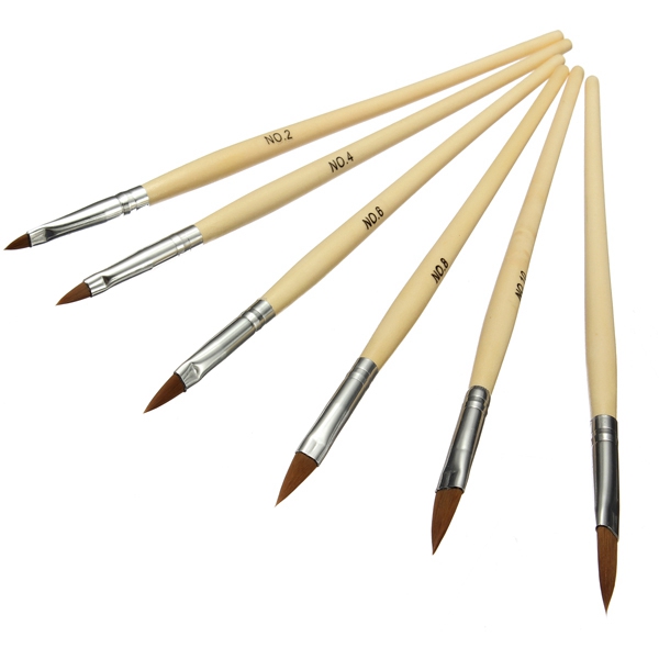 

6 шт деревянная ручка комплект акриловых ногтей искусство кисти установить