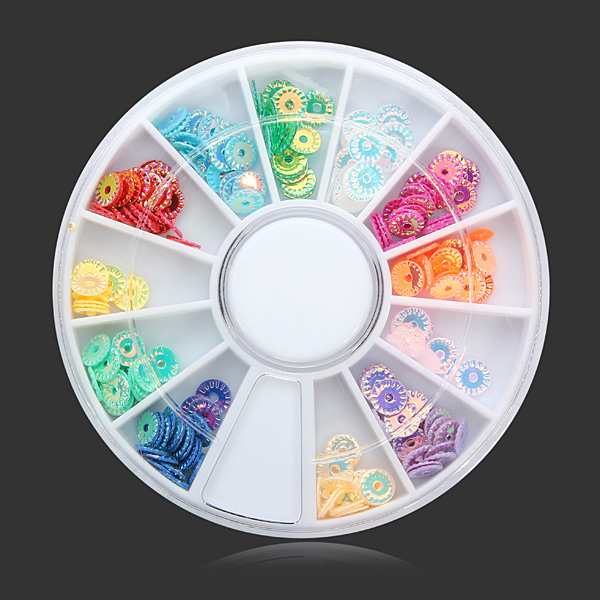 

12 цветов выбивая искусства ногтя DIY украшения колесо