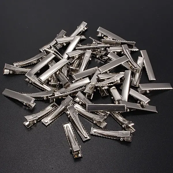 50Pcs Metal Silver Alligator Prong Hair Clips Accessories