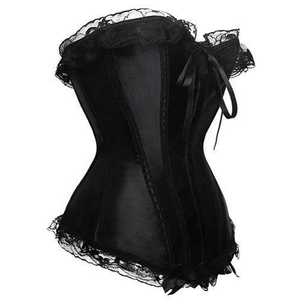 

Sexy Black Corset lace up Boned Overbust Corset Bustier