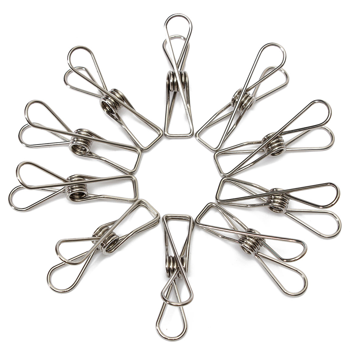 

10Pcs Stainless Steel Clothes Pegs Hanging Pin Laundry Windproof Clips Home Clamps Clothespins