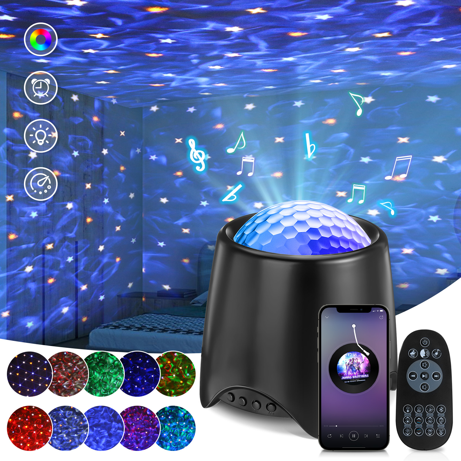 Find SOLMORE LED Starry Sky Projector Star Lamp Built-in Music Player Night Light Starry Sky with Remote Control White Noise Starlight and Water Waves for Room Party for Sale on Gipsybee.com with cryptocurrencies