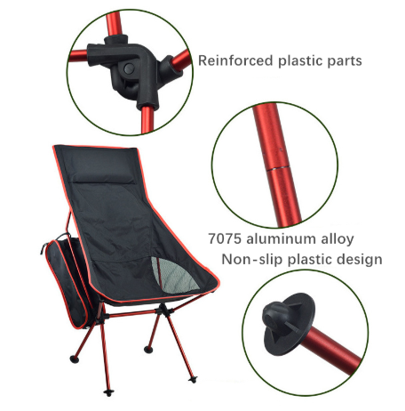 Portable Collapsible Moon Chair Fishing Camping BBQ Stool Folding Extended Hiking Seat Garden Ultralight Portable Indoor Outdoor Chair 9