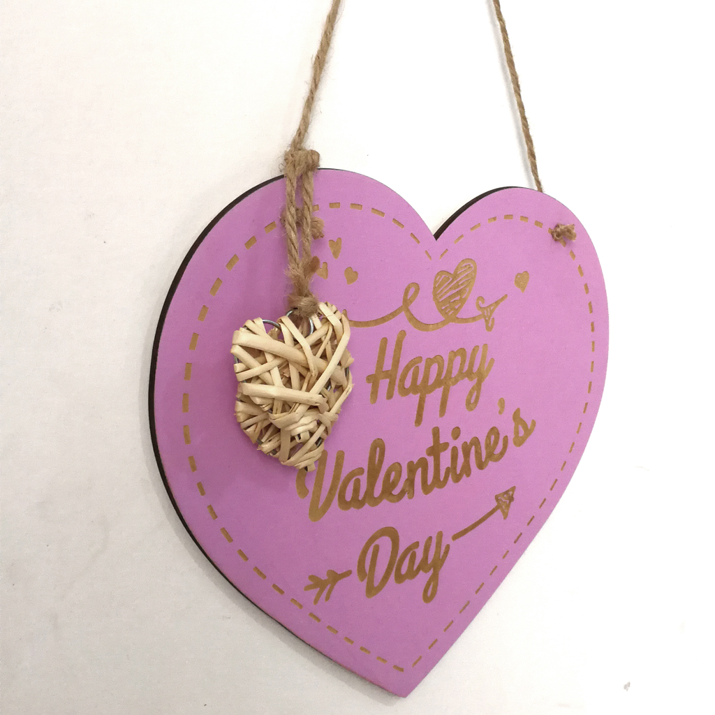 Valentine's Day Laser Engraving Wood Heart Door Decor Wall Hanging Sign Craft Ornaments Party Decorations 8