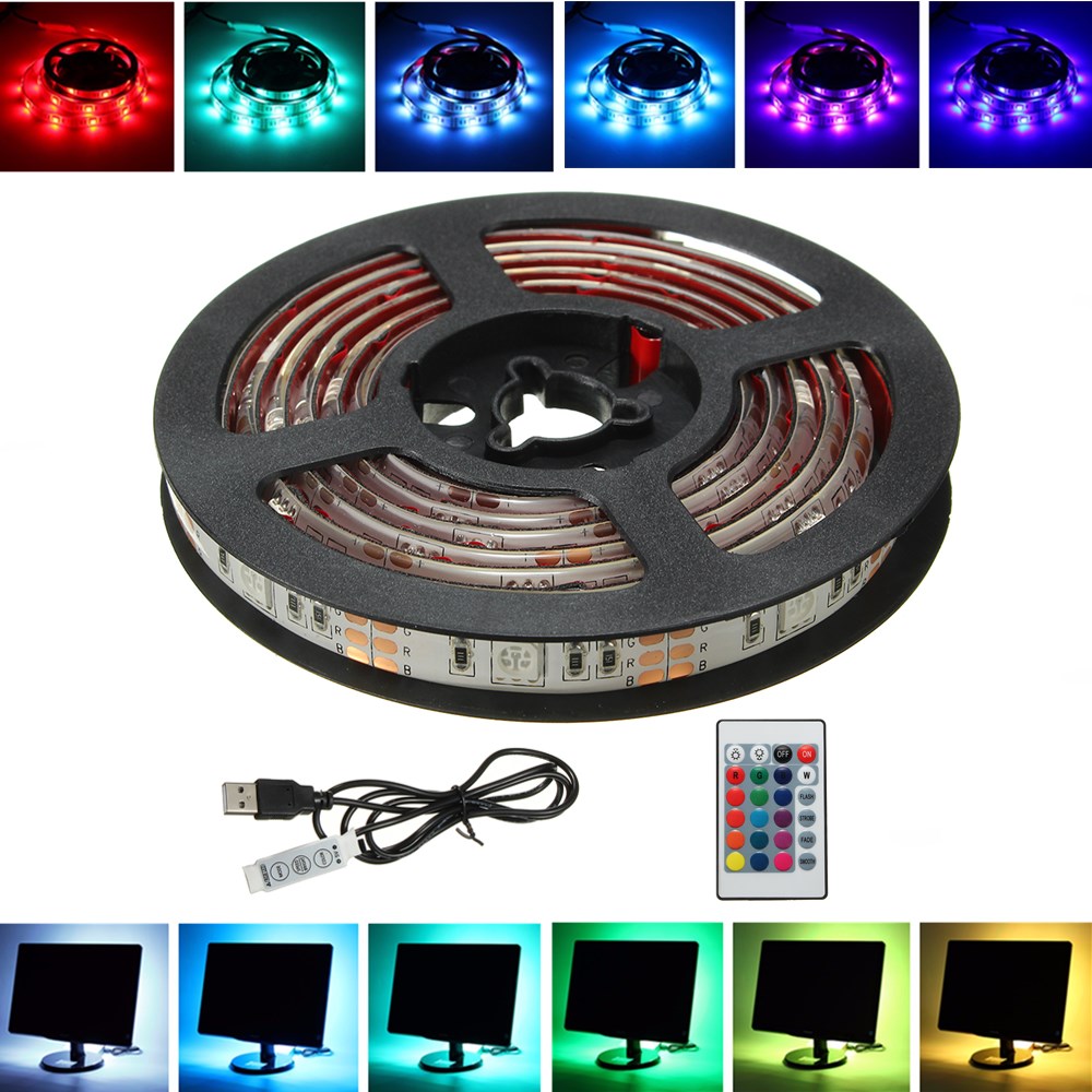 Find 100cm 150cm 200cm Waterproof DC5V USB 5050 RGB LED Strip Tape TV Background Lighting for Sale on Gipsybee.com with cryptocurrencies