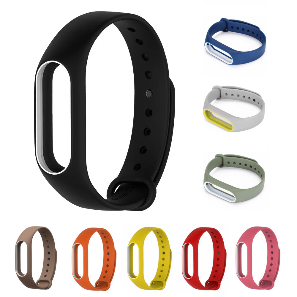 

DEFFRUN Double Color Replacement Silicone Wrist Strap for XIAOMI Miband 2