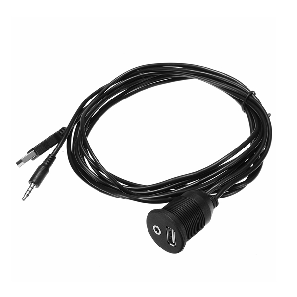 

1m Car Audio Dash Cable 3.5mm USB Panel Board Extension AUX Input Socket Black