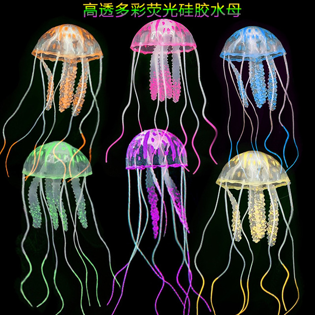 

Aquarium Landscaping Simulation Jellyfish Decoration Environmentally Friendly Silicone Transparent Fluorescent Jellyfish Coral Small Aquarium Supplies