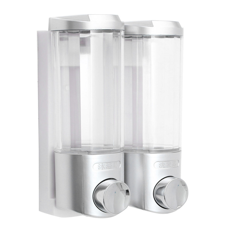 

2x400ml Bathroom Kitchen Wall Mount Soap Dispenser Liquid Lotion Bottle Shampoo Shower Container
