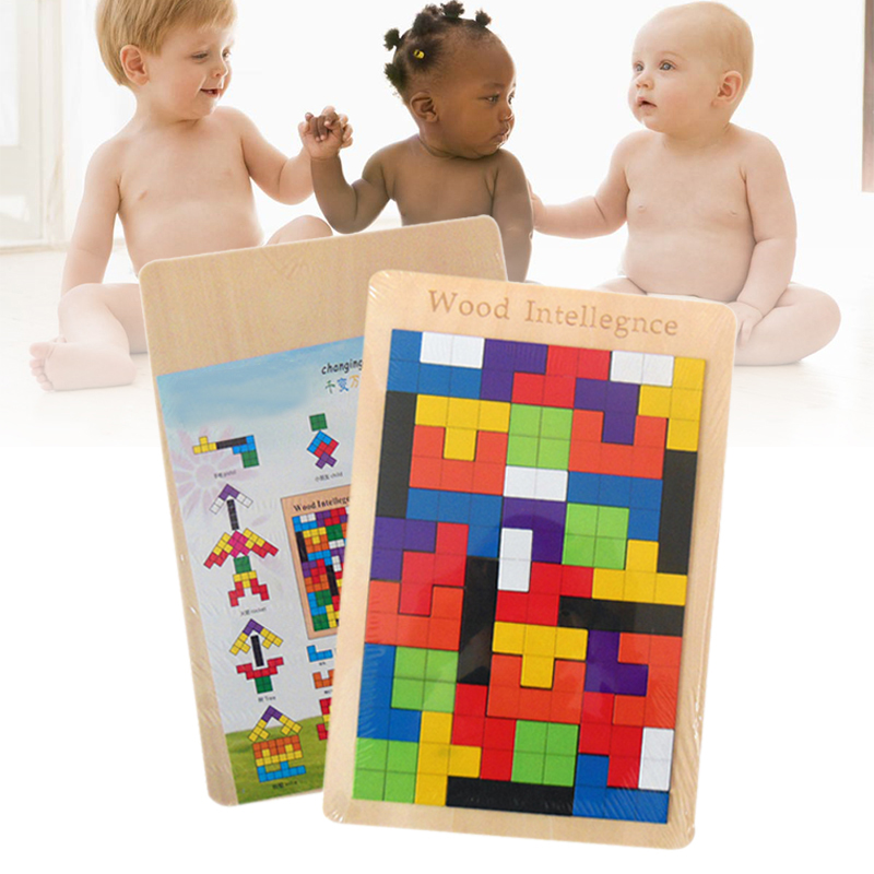

Baby Wooden Tetris Puzzles Blocks Toys Kids Children Toddlers Educational Preschool Game Jigsaw Puzzle Toy Desktop Casual Kids Toy