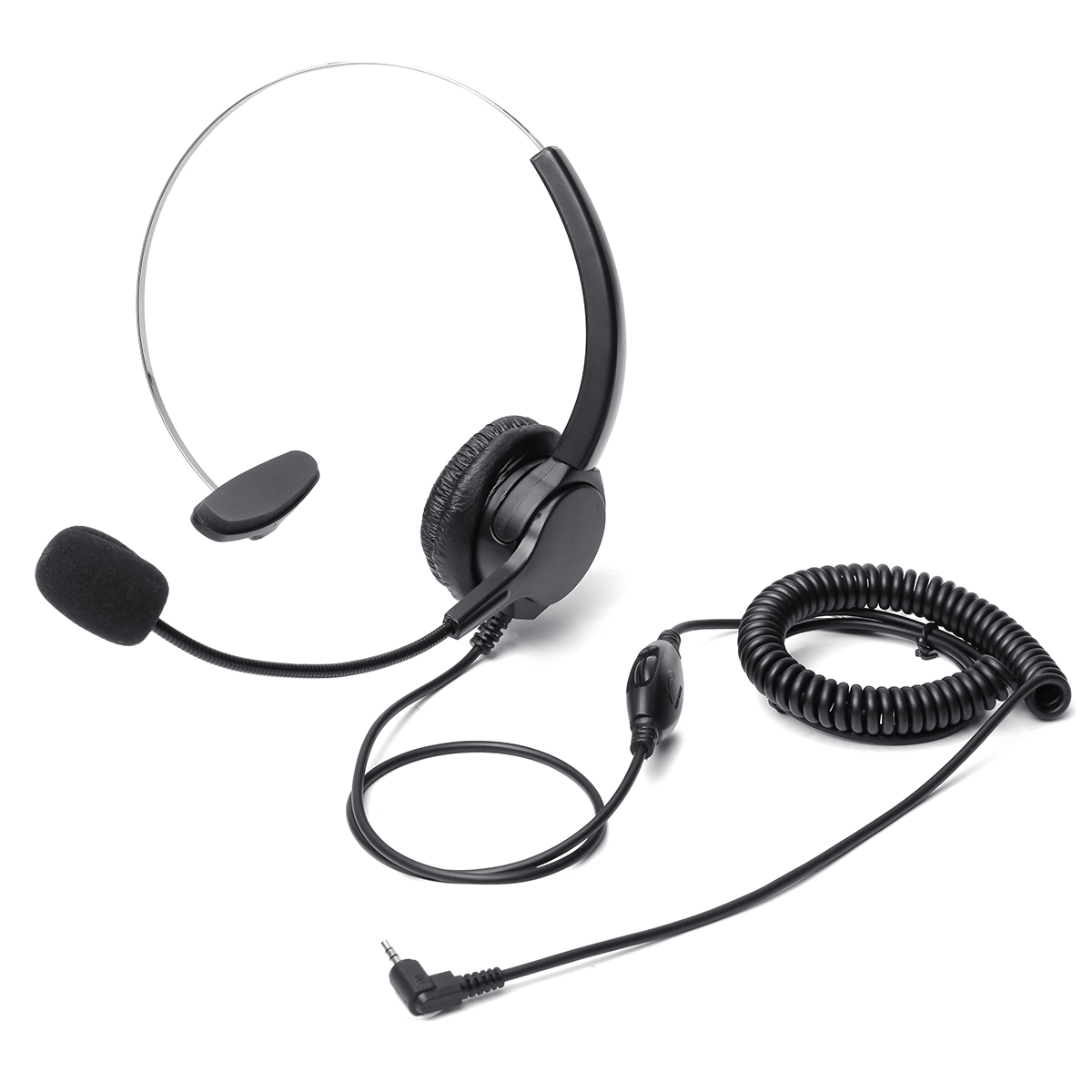 

Monaural Phone Headset Earphone with 2.5mm Plug Hands-Free Noise Cancelling Telephone Call Center