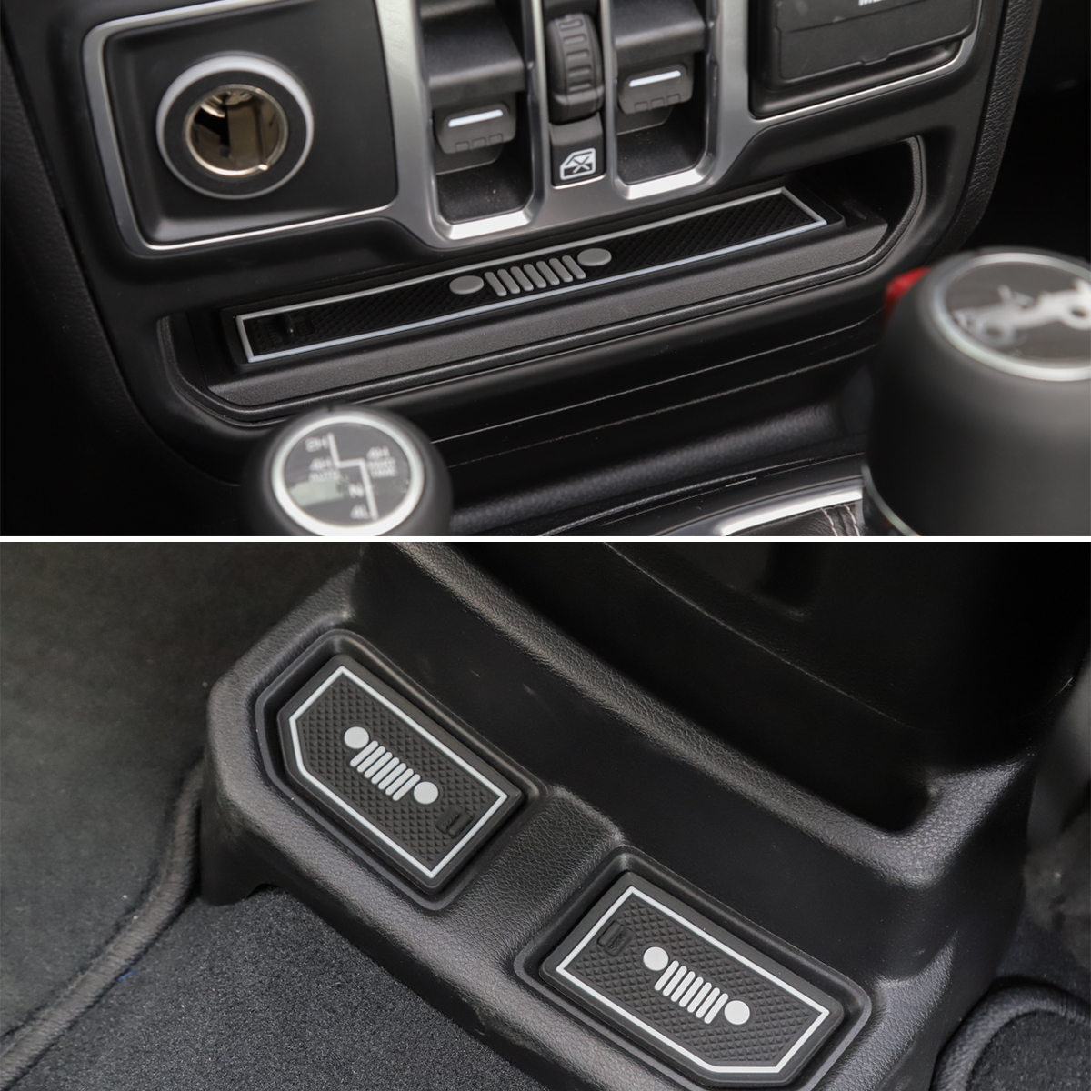 19*White Inner Door Non-Slip Mat Cup Slot Pads Rubber For 2018 Jeep Wrangler JL