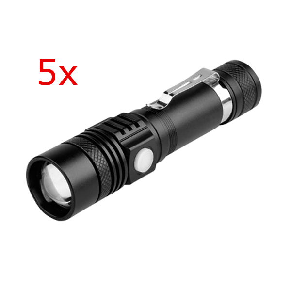

5pcs XANES WT518 XML-T6 1000Lumens 3Modes Portable Zoomable LED Flashlight