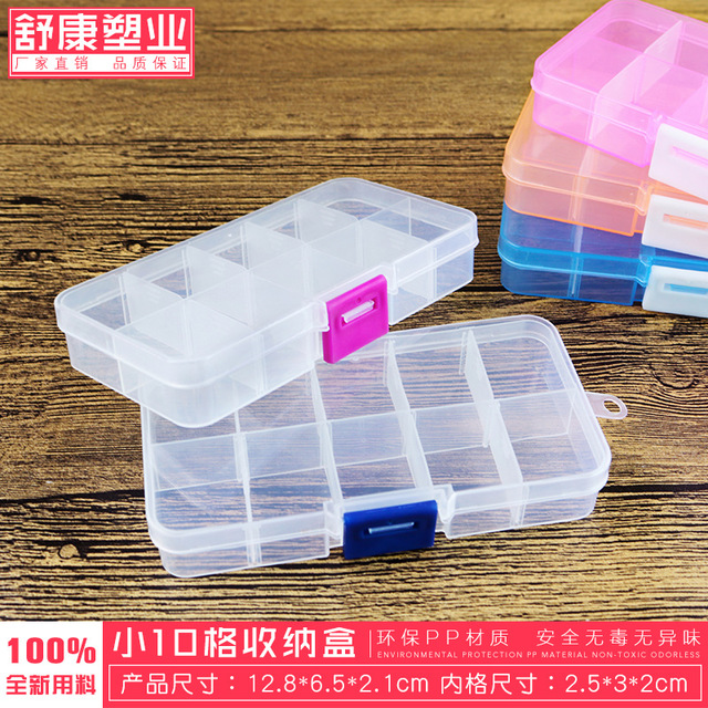 

Small 10 Grid Transparent Plastic Detachable Earrings Jewelry Multi-category Classification Component Finishing Makeup Storage Box