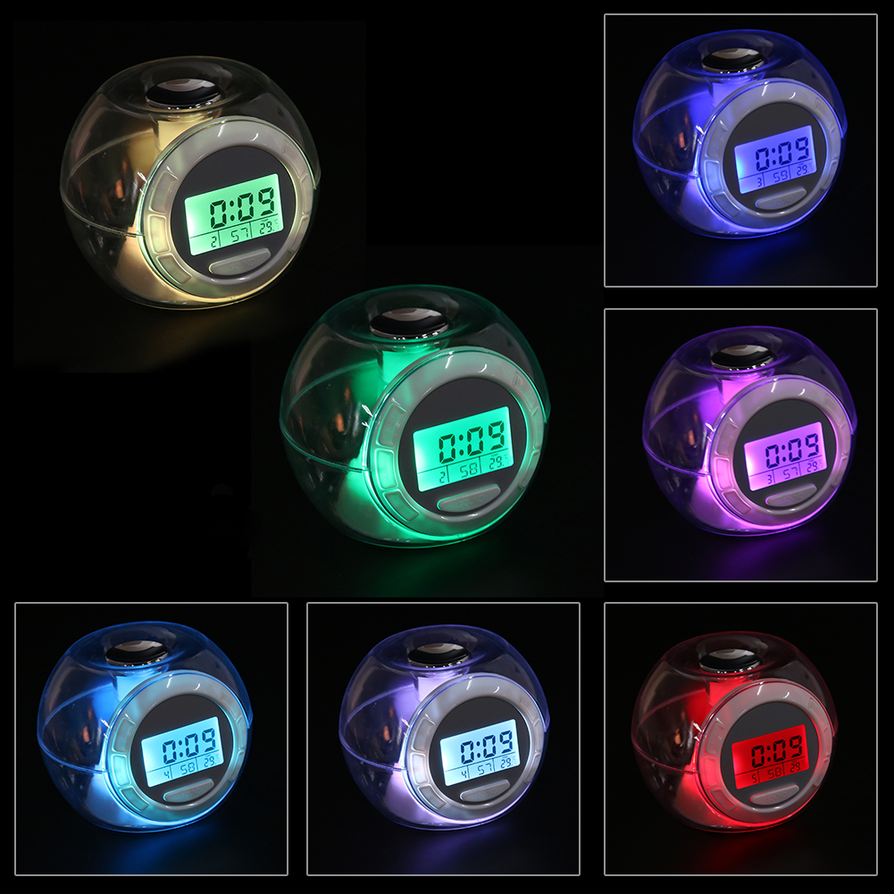 

Color Changing Clock Watch LED Light With Nature Sounds Multifunctional Alarm Clocks