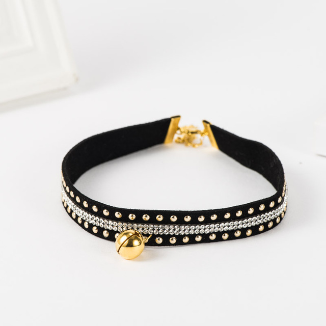 

Pet Supplies Korean Cashmere Diamond Collar Copper Bells Cat And Dog Collar Small And Medium Cute Pet Collar