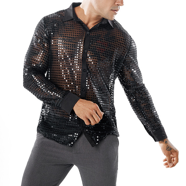 

Европейский и американский мужской костюм Dot Весы ночной клуб Дизайн мужской отворот с длинными рукавами Рубашка Cs75