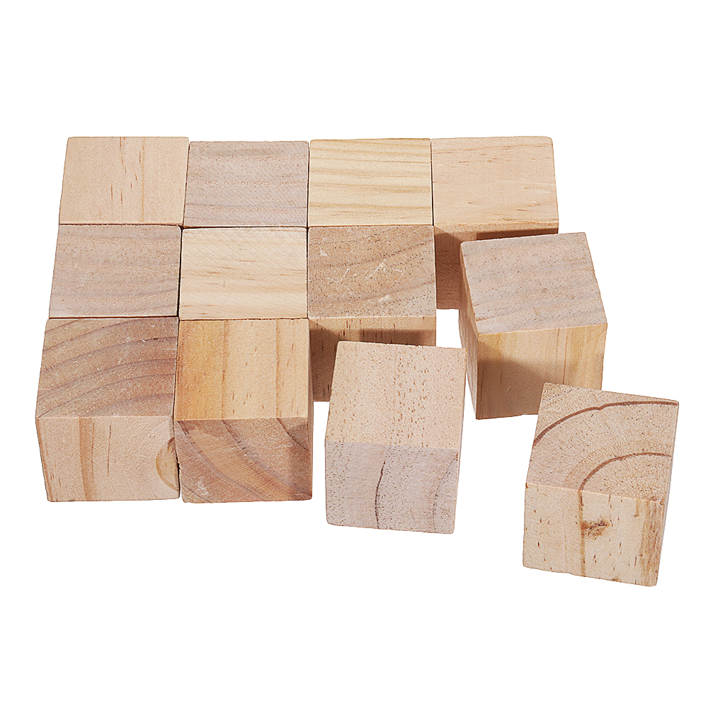 3cm 4cm Pine Wood Square Block Natural Soild Wooden Cube Crafts DIY Puzzle Making Woodworking 12