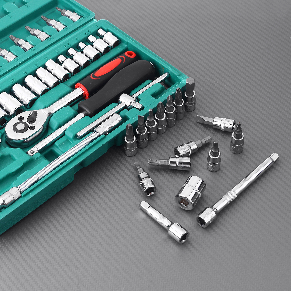 Find 46pcs Socket Ratchet Screwdriver Wrench Set 1/4 Drive Flexible Car Repair Tool for Sale on Gipsybee.com with cryptocurrencies