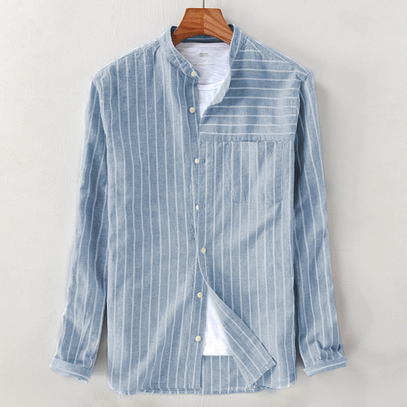 

Mens Vintage Cotton Breathable Striped Loose Comfy Shirts