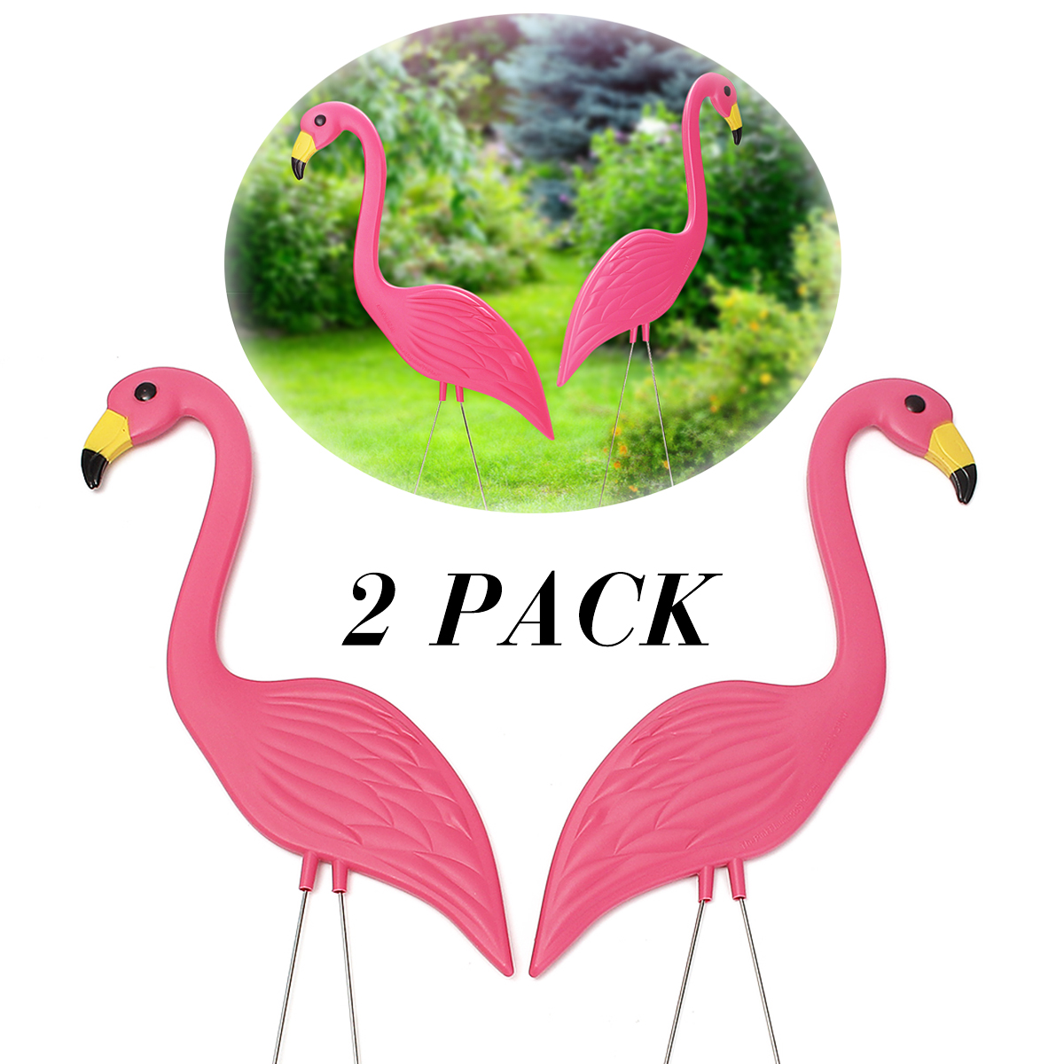 2PCS 90CM Pink Flamingos Plastic Yard Garden Decorations Lawn Art Ornaments Retro Statue 22