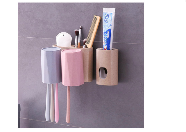 

Style Creative Bathroom Wash Paste Seamless Wheat Straw Storage Rack Toothbrush Holder Toothpaste Set