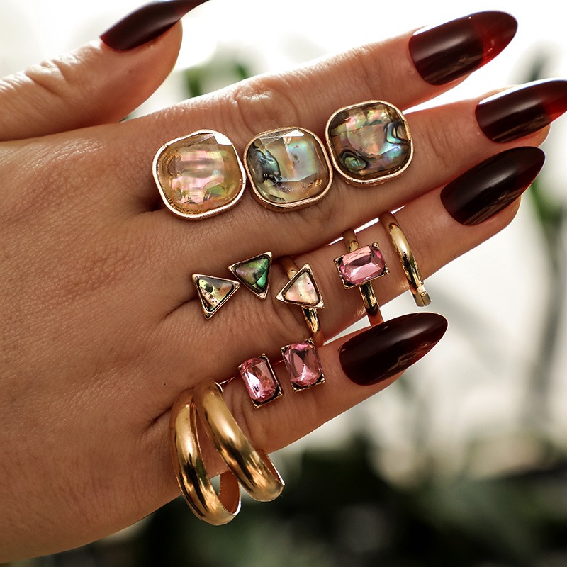 

Fashion Style Pink Gemstone Earring Ring Set