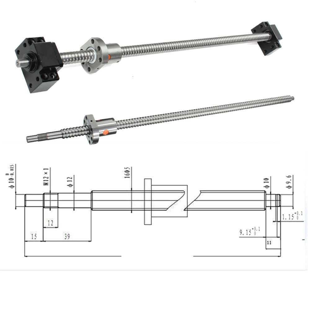 SFU1204 600mm Ball Screw with BK10 BF10 End Support and 6.35x8mm Coupler