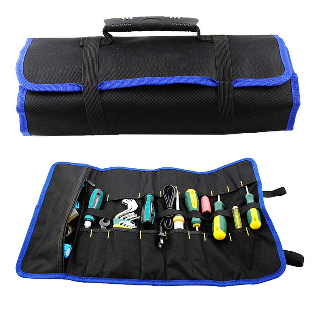 

Hardware Tool Plier Screwdriver Spanner Carry Case Pouch Roll Bag 19 Pockets