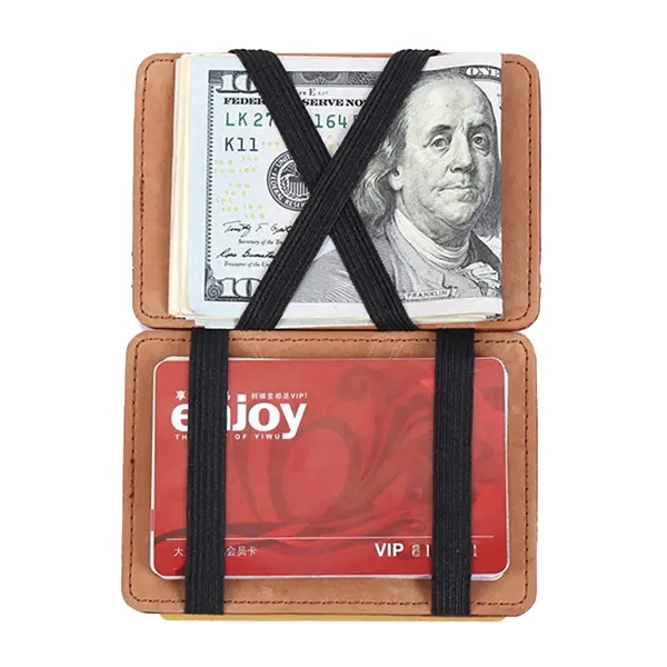 PU Money Card Clip Magic Wallet Casual Clutch Bus Card Bag