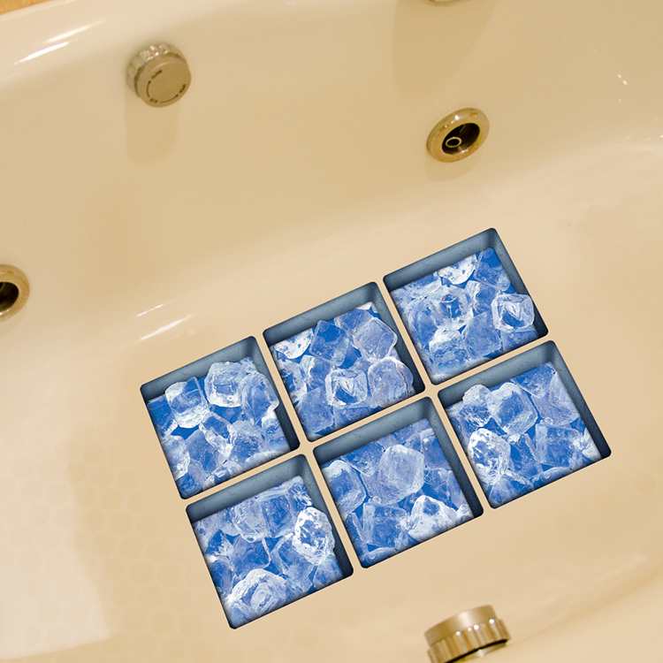 PAG 6pcs 13x13cm Ice Pattern 3D Anti Slip Waterproof Bathtub Sticker