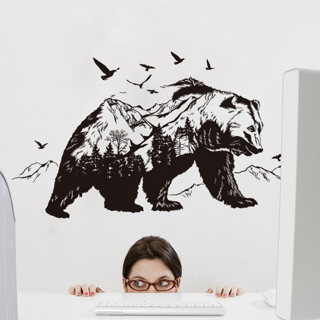 

Xl8271 [mountain Black Bear] Wall Stickers Third Generation Removable Wall Stickers Pvc Transparent Film Living Room Bedroom Wall Stickers