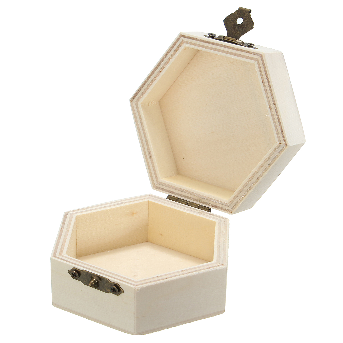 

Hex Wooden Box Organizer Storage Craft Case for Handicraft Jewelry Home