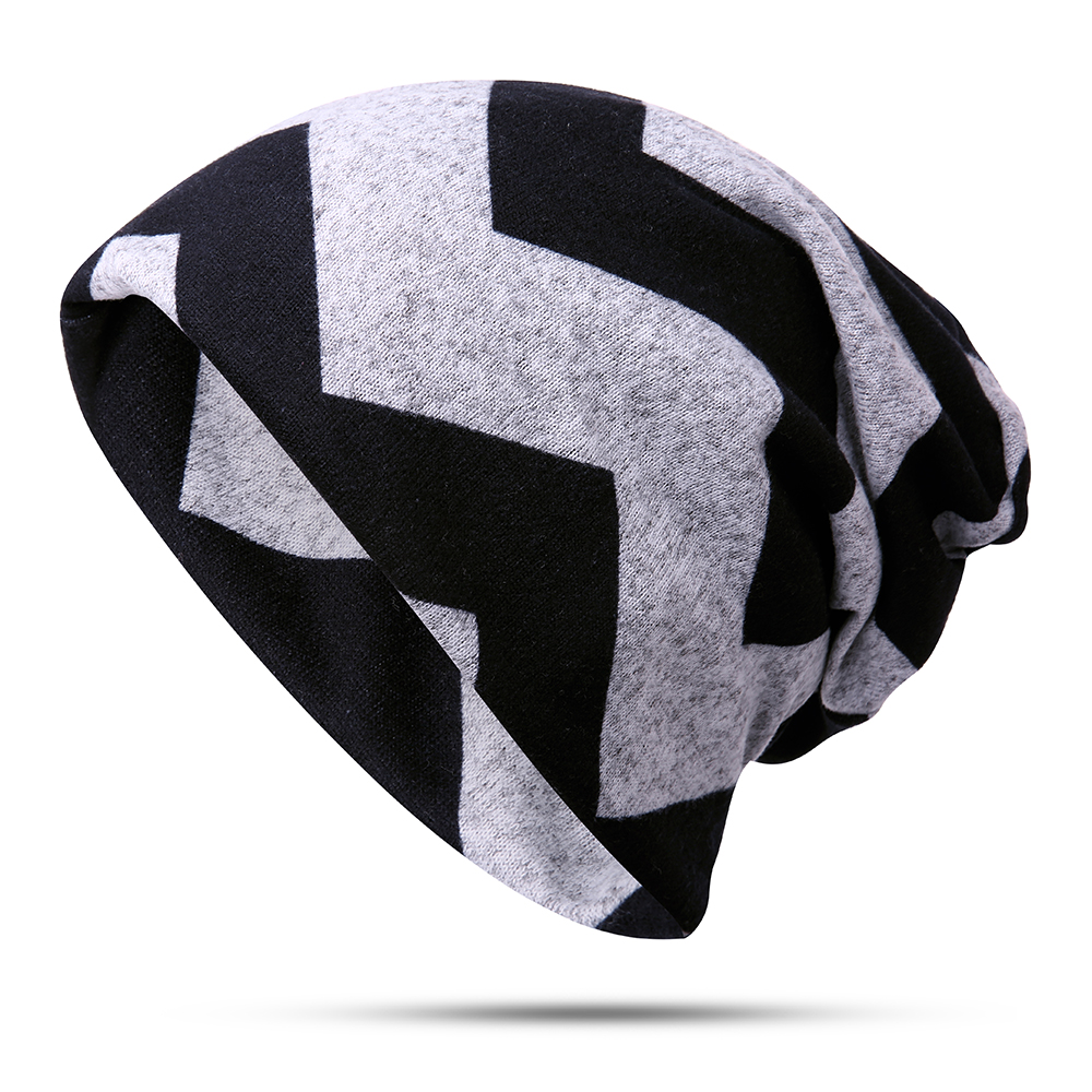 

Stripe Slouchy Beanie Cap Scarf Outdoor Print Double Layers Cotton Turban Hat