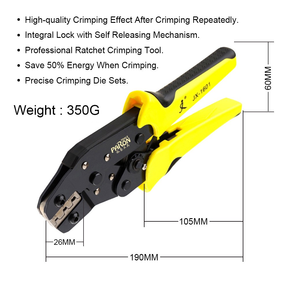 4 In 1 Ratchet Crimping Tool 26-10 AWG Multiduty Terminals Pliers Paron JX-D4 