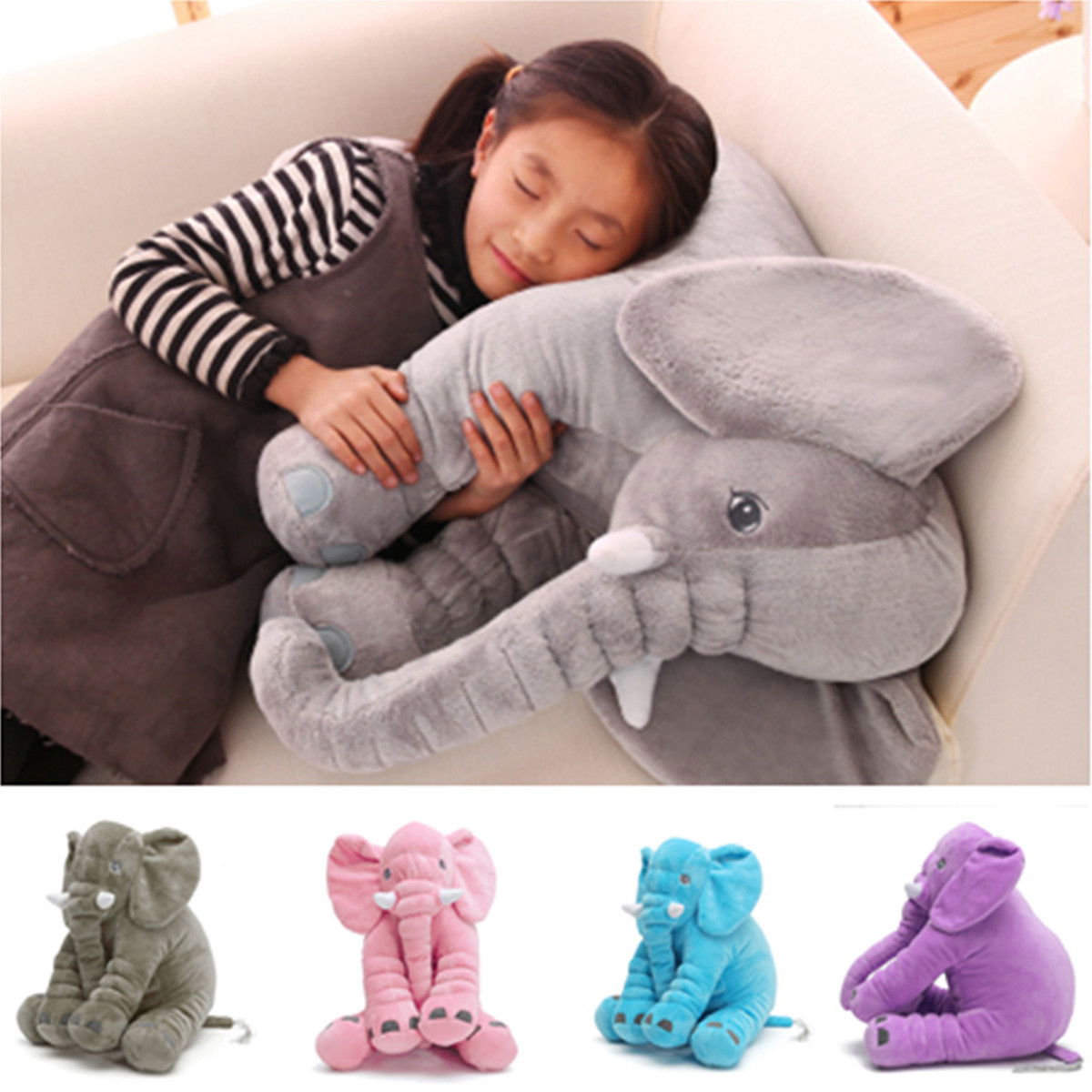 

Baby Children/Kids Soft Plush Elephant Sleep Pillow Kids Lumbar Cushion Toys New
