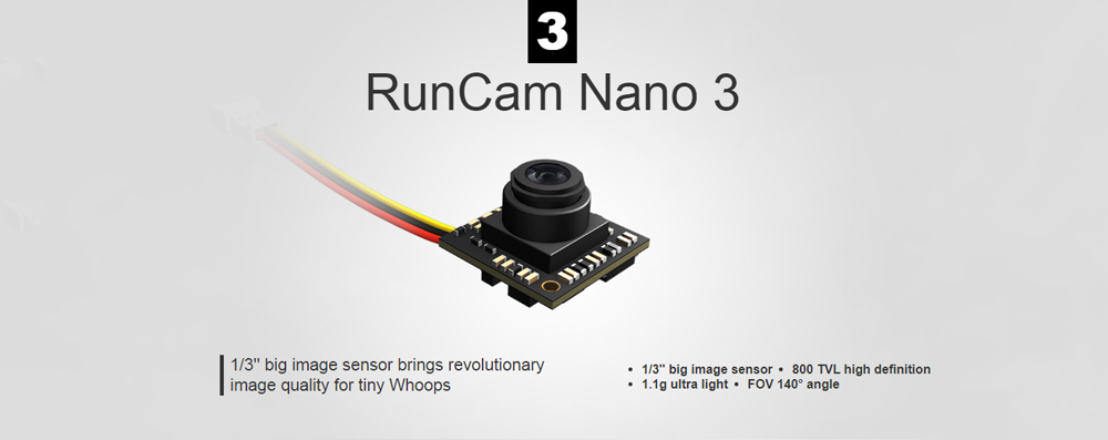 RunCam Nano 3 1/3'' 800TVL 1.1g Ultra Light FOV 140° Wide Angle NTSC CMOS FPV Camera for FPV RC Drone
