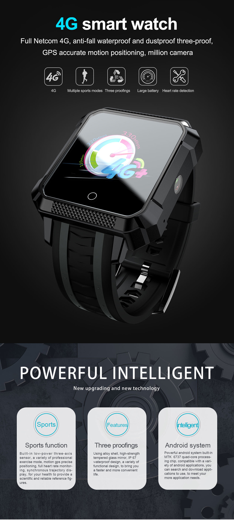 LOKMAT H7 4G 1+8G GPS Watch Phone LCD Color Screen Waterproof Smart Watch Fitness Exercise Bracelet 1