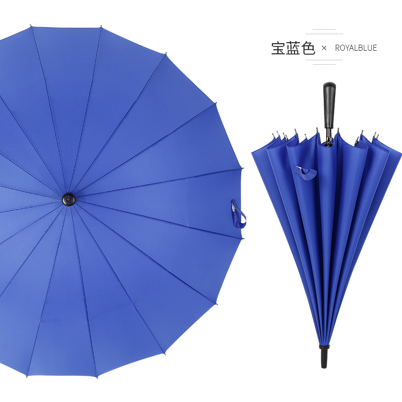 

Автоматическая открытая длинная ручка зонтик для гольфа 16 кости укрепление всепогодный зонтик может быть настроен логотип рекламный пода