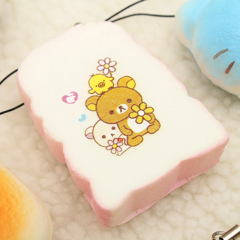 18PCS Random Soft Squishy Panda Cake Phone Charm Strap