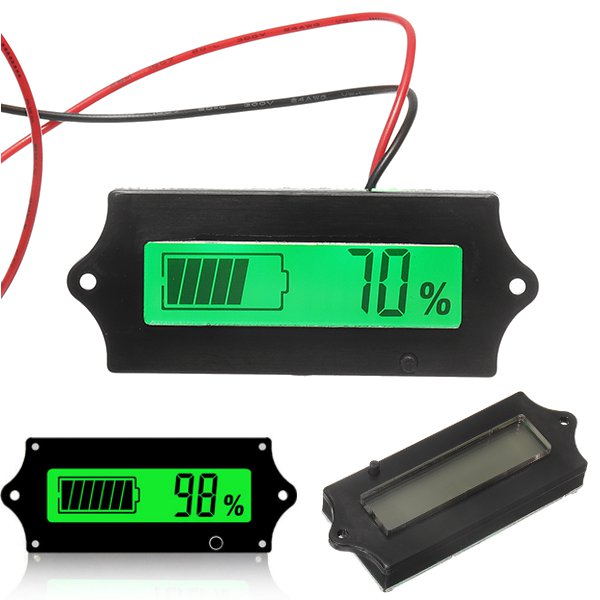 

3pcs GY-6A Y6A 12V 24V 36V 48V Lead Acid Battery 2-15S Lithium Battery Universal Adjustable 6-63V Green Screen Waterproof LCD Capacity Display Board Indicator Digital Voltmeter With Switch