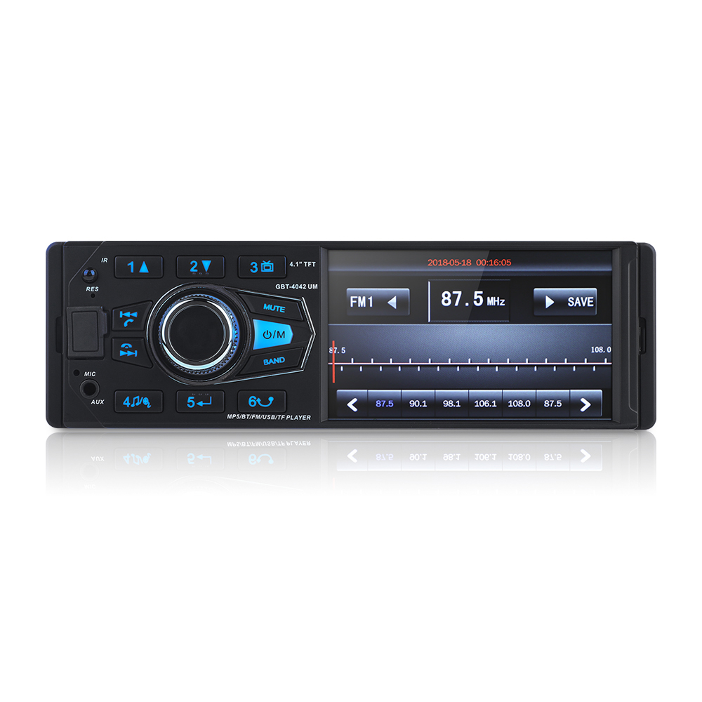

4,1 дюйма 1 DIN HD Авто стерео видео MP5-плеер Bluetooth FM Радио AUX USB SD TF Поддержка вид сзади камера