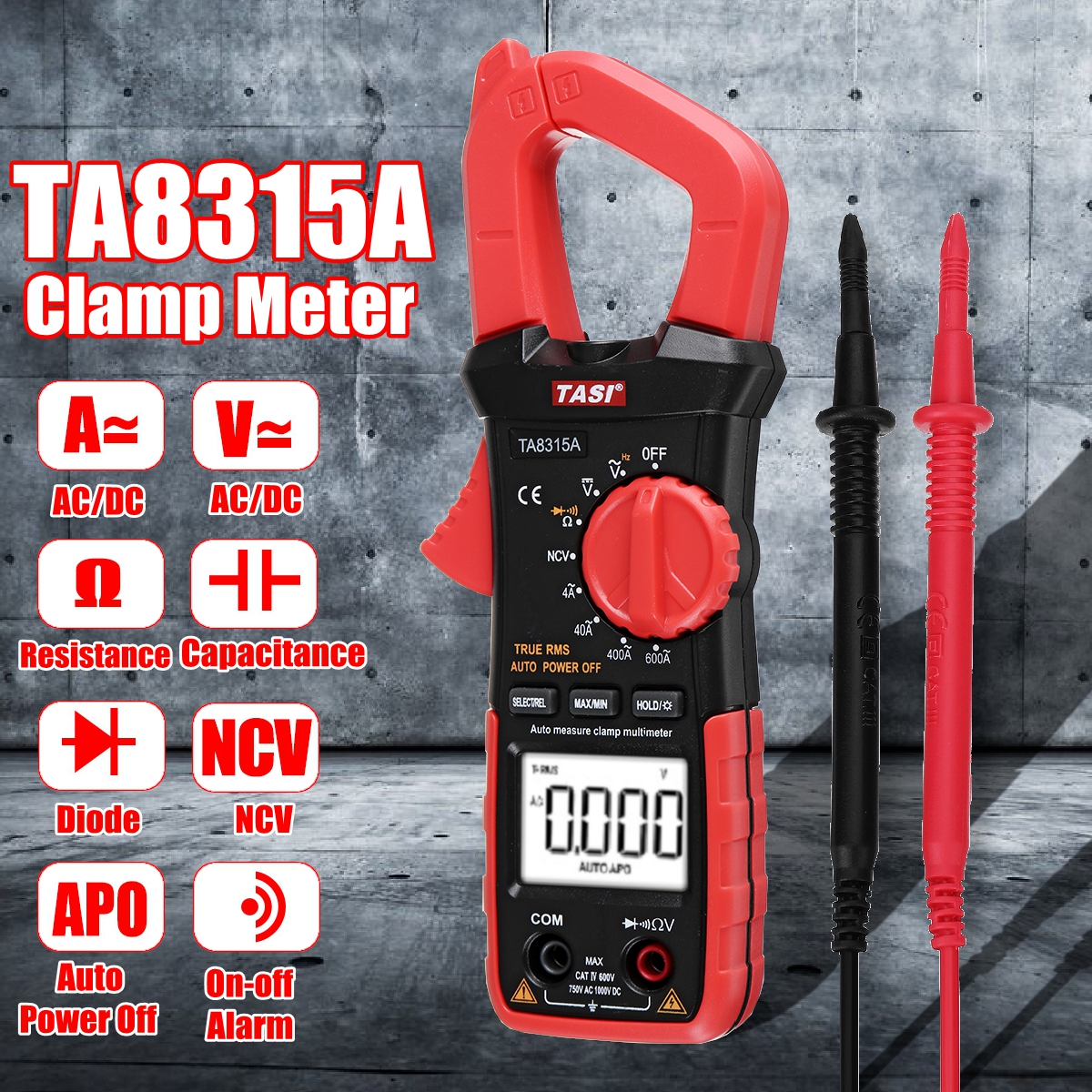 JF-XUAN TA8315A Clamp Meter Multimeter High Precision Digital Ammeter Table AC and DC Universal Automatic Multifunction Digital Multimeter 
