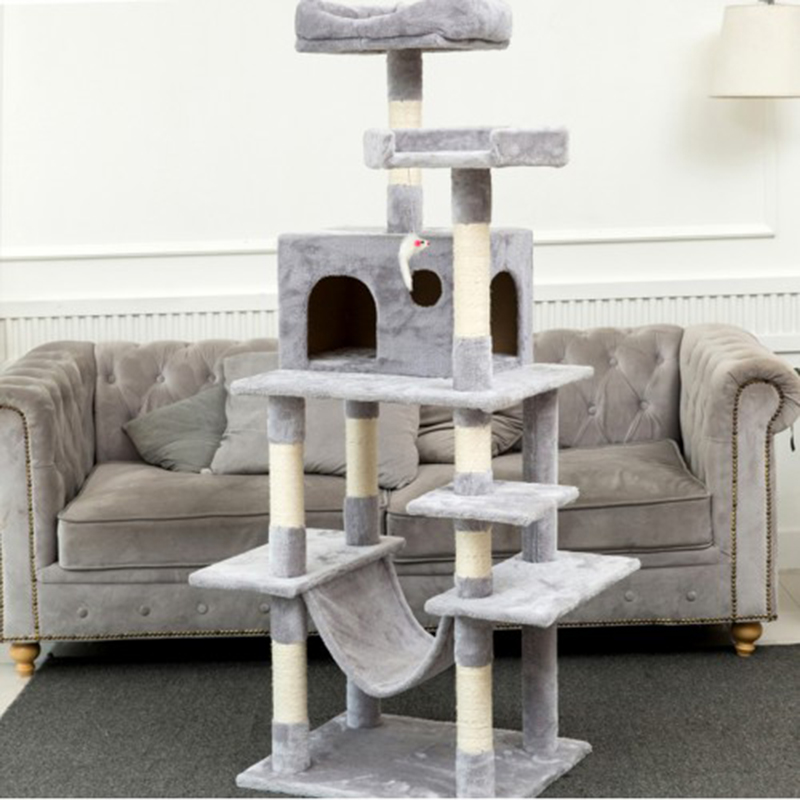 

Multi-Level Cat Tree with Sisal-Covered Scratcher Slope Scratching Posts Plush Perches and Condo Activity Center Cat Tower Furniture Pet Bed