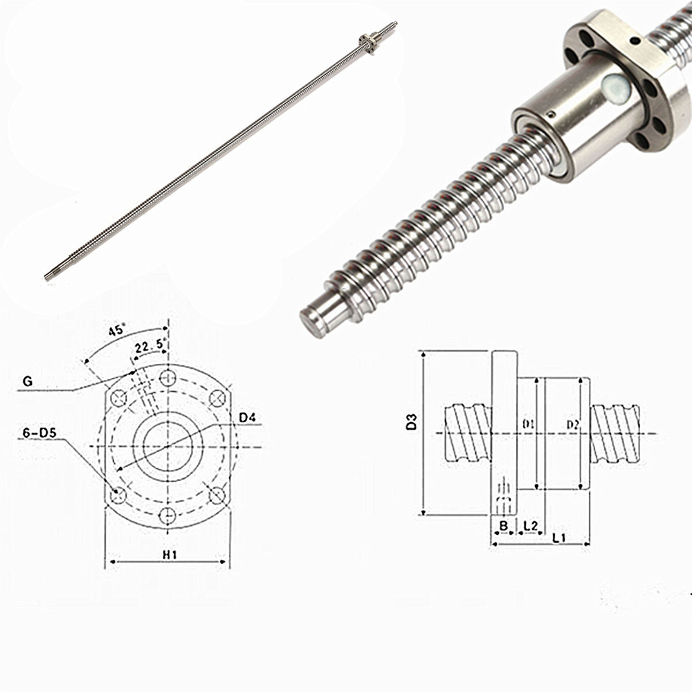 61“ Ball Screw SFU1605 End Machined Ballscrew Single Ballnut CNC Length 10"